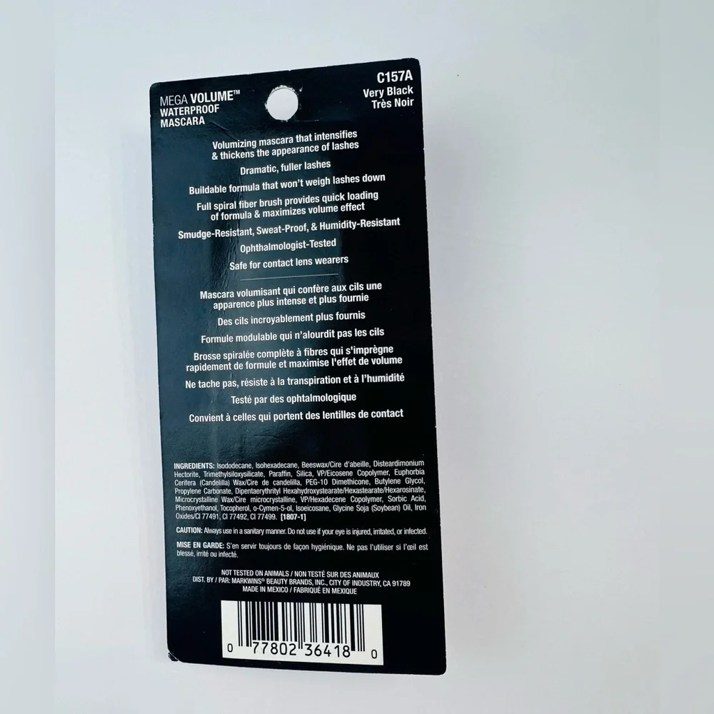 | 2-Pack | Wet n Wild Mega Volume Waterproof Mascara‎ – Very Black NEW